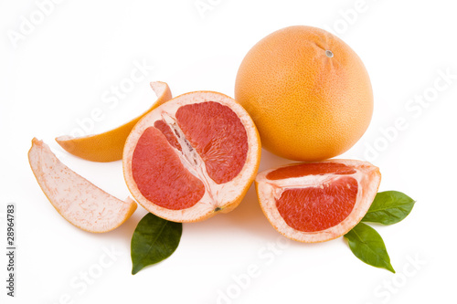 Red peeled grapefruits