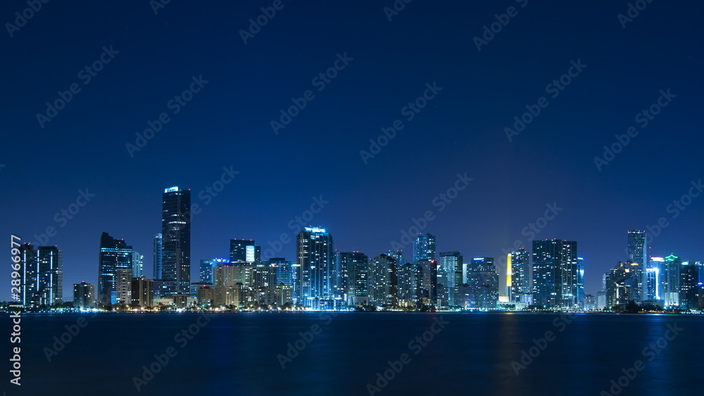 Time lapse of Miami skyline at night Time lapse of Miami skyline at night