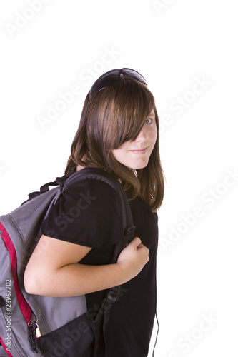Teenager with her backpack