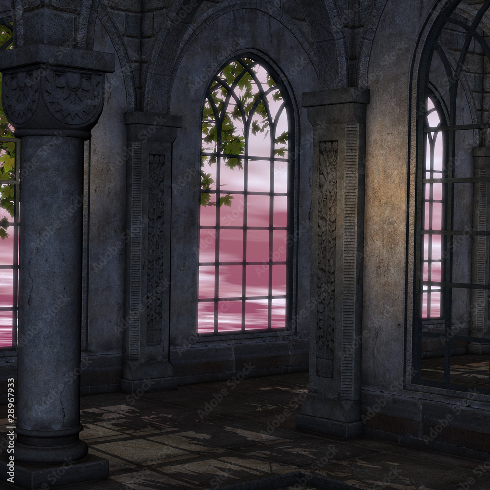 magic window in a fantasy setting. 3D rendering of a fantasy