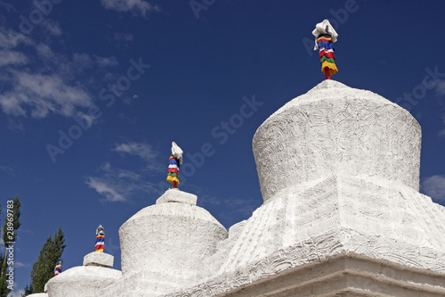 Stupas at Thikse Buddhist Monastery. Leh, Ladakh, India photo