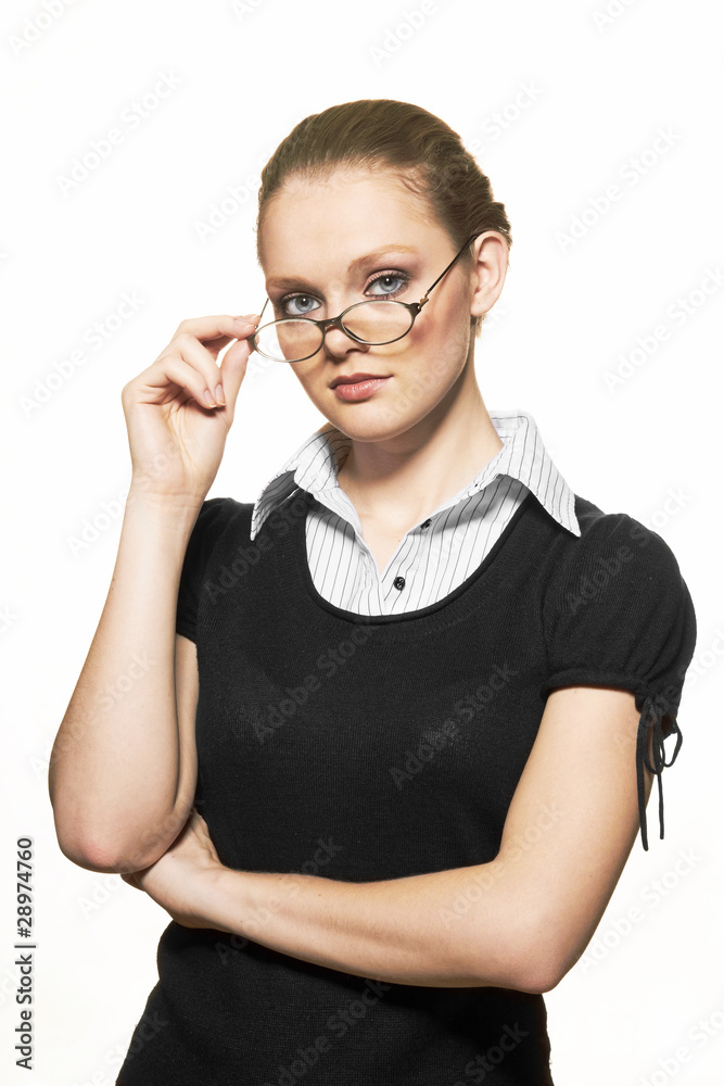 portrait of young woman with spectacles portrait of young woman with spectacles