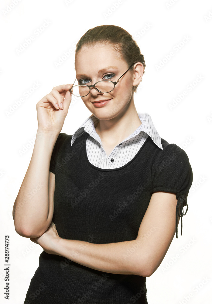 portrait of young woman with spectacles portrait of young woman with spectacles