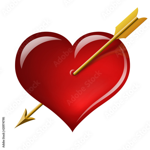 Red heart with an arrow of the Cupid