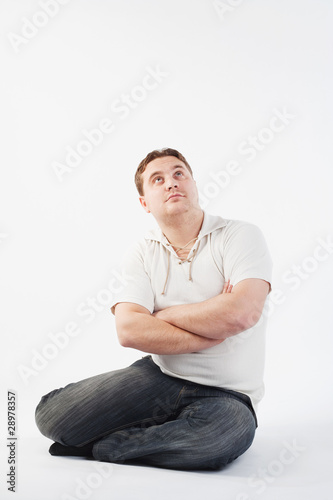 young man looking up