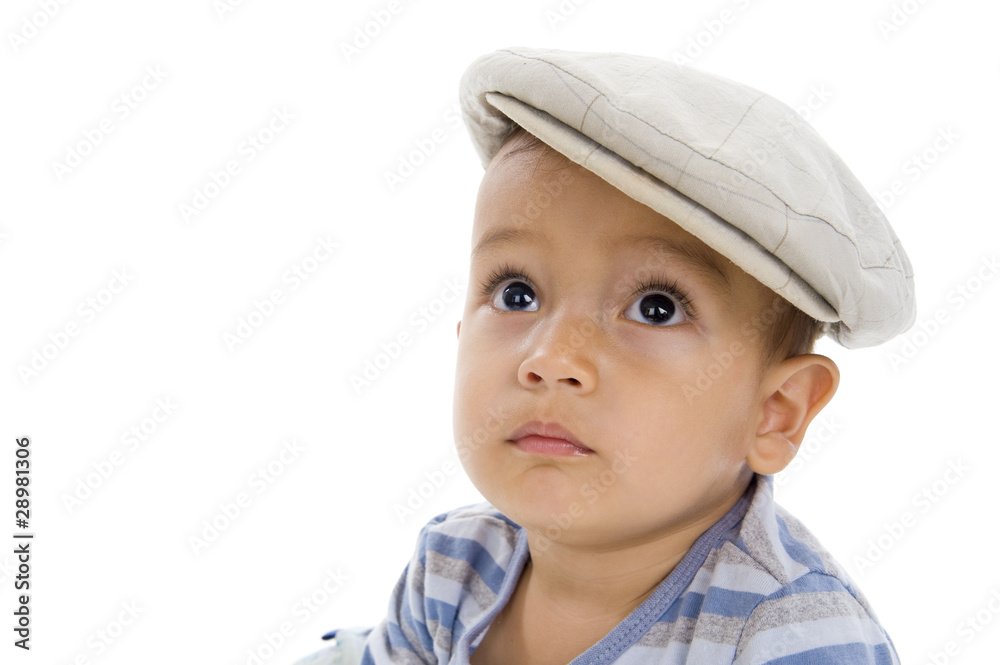 cute little boy with cap, isolated on white background cute little boy with cap, isolated on white background