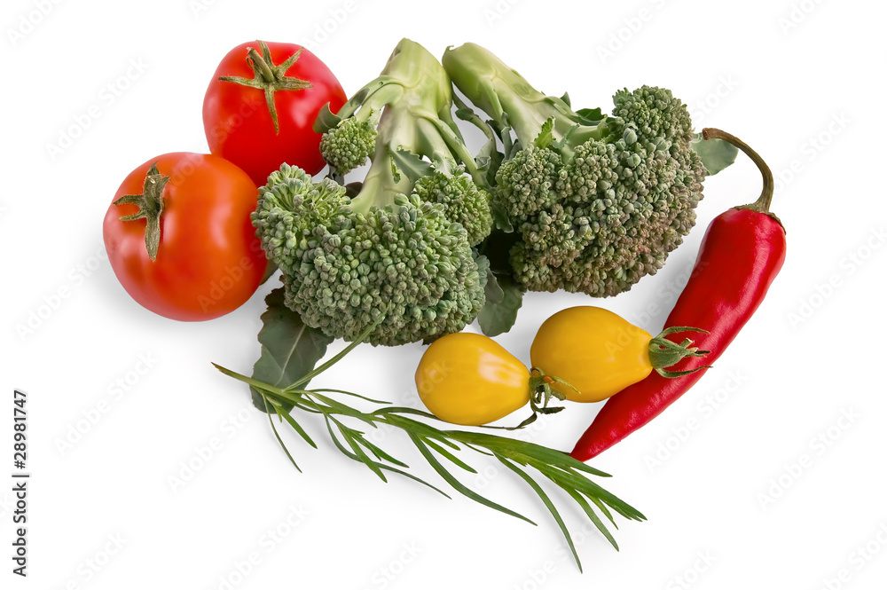 Broccoli with chili peppers and tomatoes Broccoli with chili peppers and tomatoes