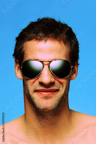 Man wearing aviator sunglasses photo