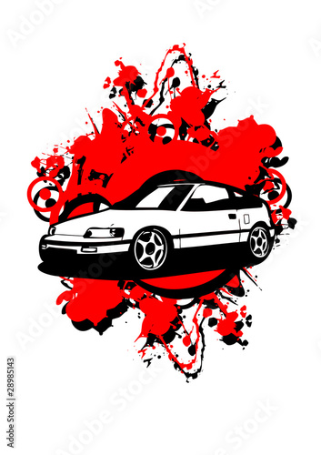 Sport car on red background
