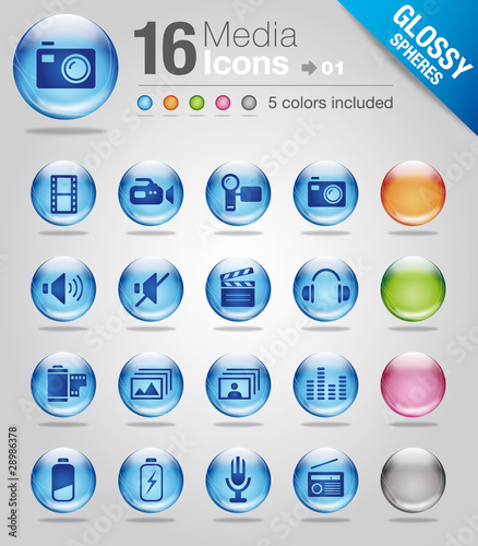 Glossy spheres - Media Icons 01