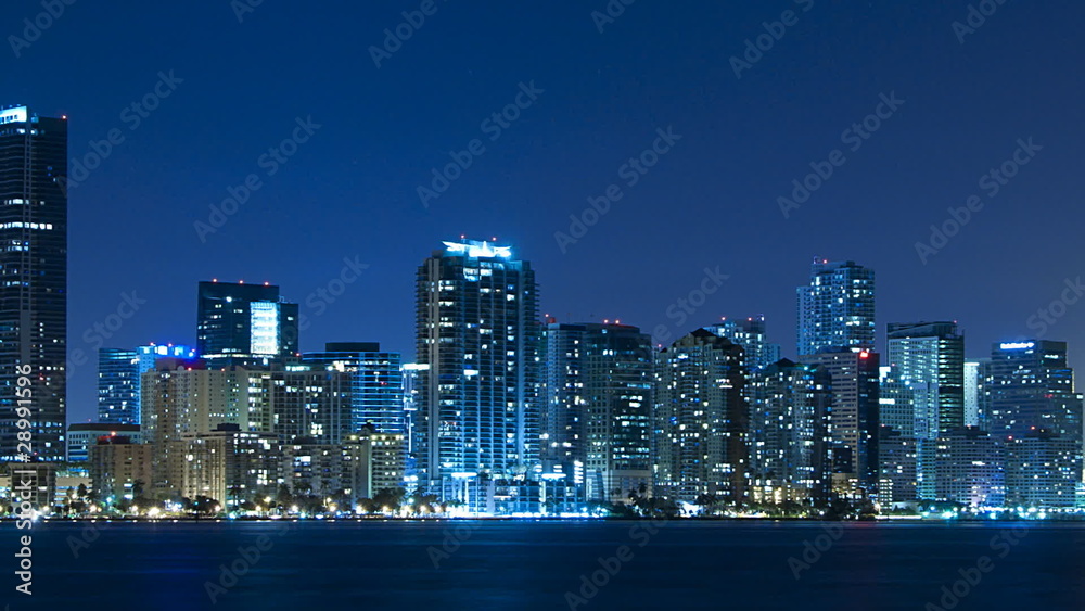 Time lapse of Miami skyline at night Time lapse of Miami skyline at night