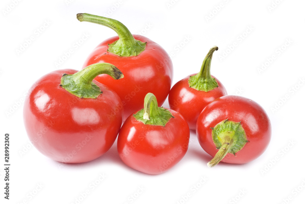 Hot Cherry Peppers Isolated on White Hot Cherry Peppers Isolated on White
