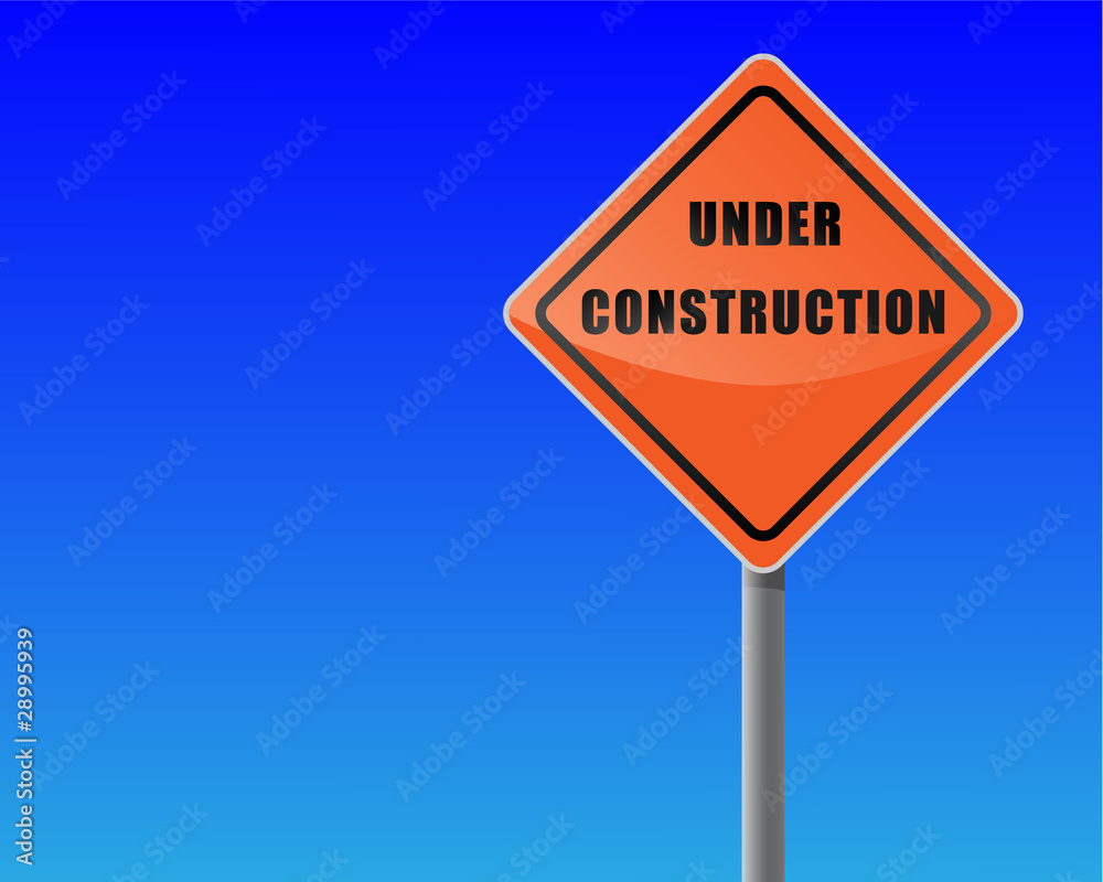 Roadsign under construction sky background vector format. Roadsign under construction sky background vector format.