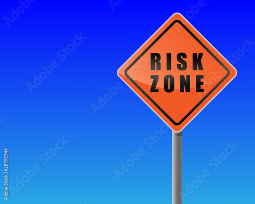 Roadsign risk zone sky background vector.