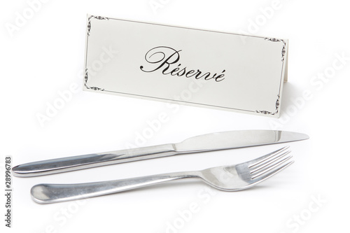 Reserved sign with fork and knife