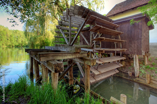 Canvas Print Rustic watermill with wheel