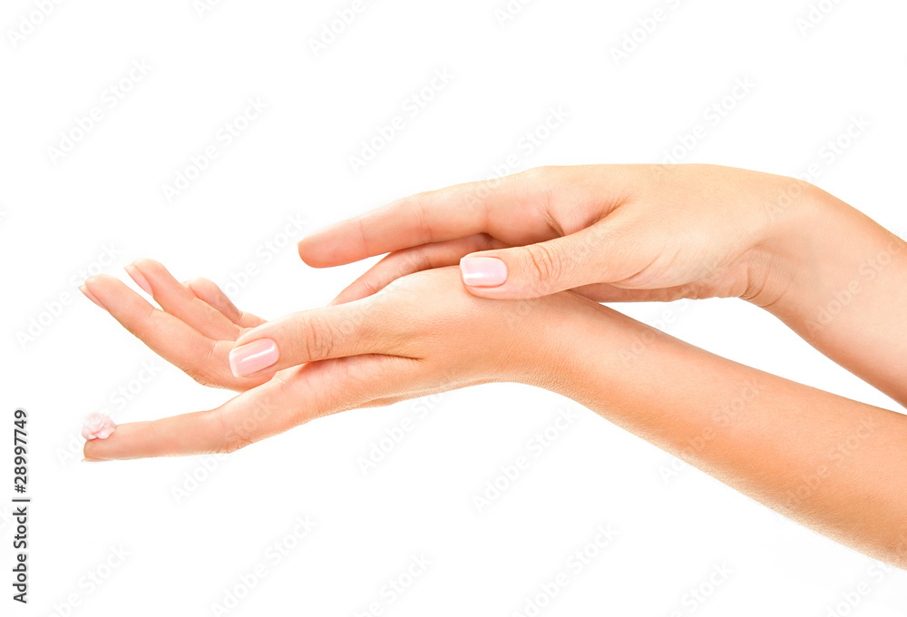 woman's hands with care cream