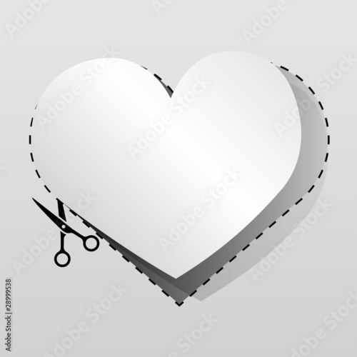 Advertising heart shaped coupon cut from paper.