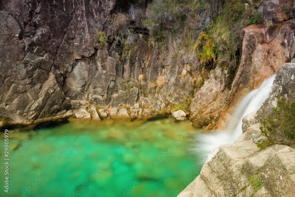 Beautiful waterfall at Geres National Park, north of Portugal