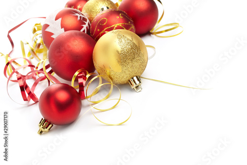 Christmas balls on the white background