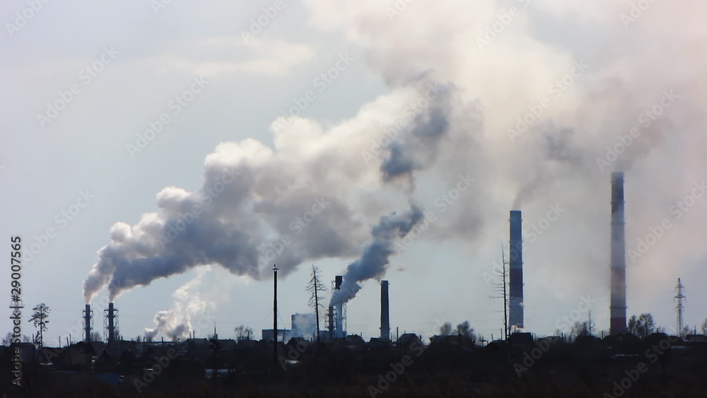 Smoke billows from factory, environmental pollution concept. Smoke billows from factory, environmental pollution concept.
