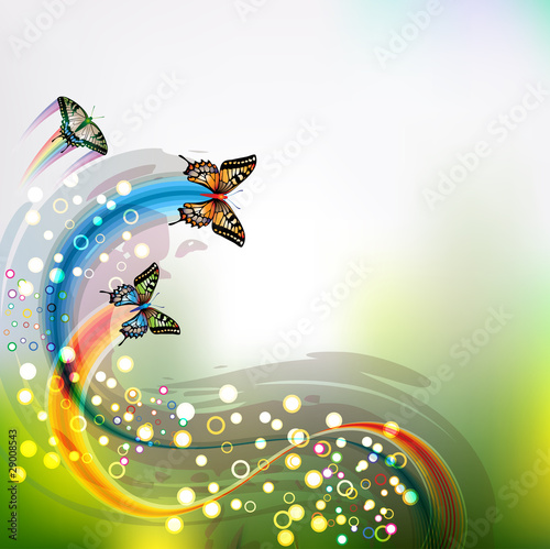 Springtime background with butterflies