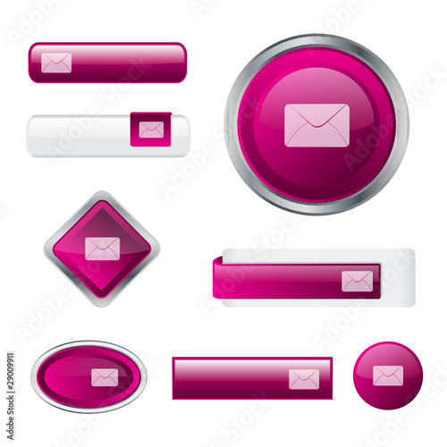 Modern glossy pink contact button set in different shapes