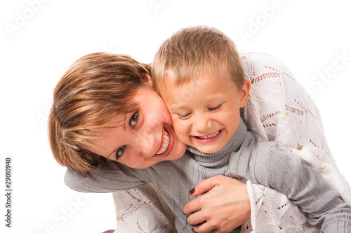 charming woman with a son