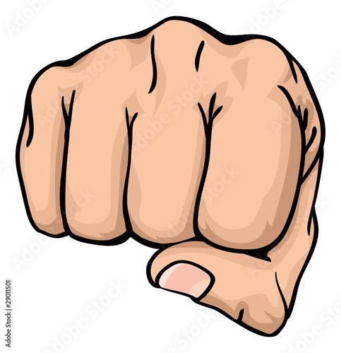 a fist punching towards you
