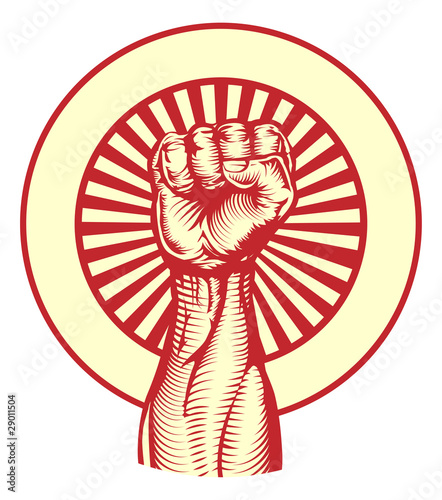 Soviet propaganda poster style fist
