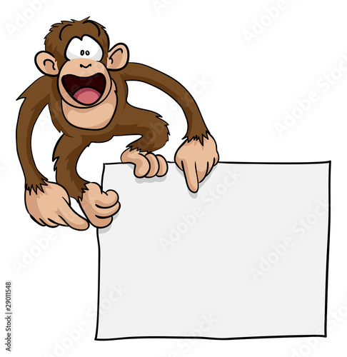 Canvas Print Crazy cute monkey sign illustration