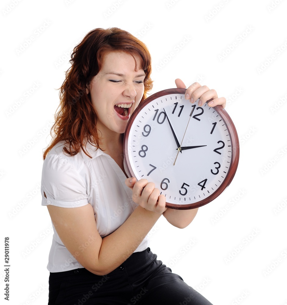 Woman with clock