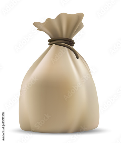 Sack wired with rope. Vector illustration.
