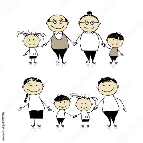 Happy family together - parents, grandparents and children