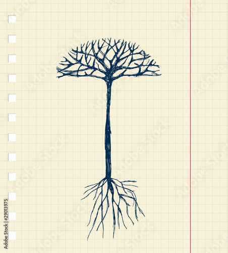 Sketch tree with roots for your design