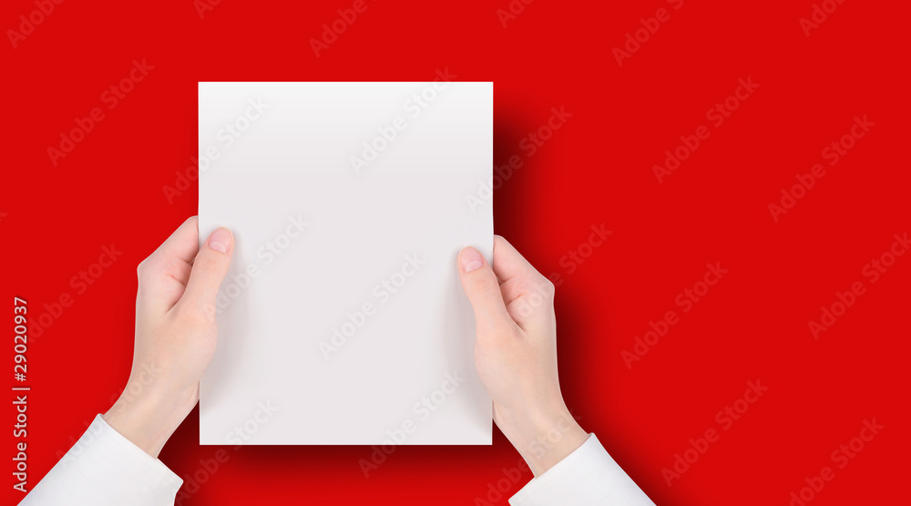 Hand Holding Blank Paper Message Hand Holding Blank Paper Message