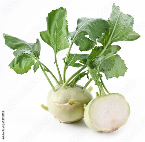 Cabbage kohlrabi on a white background photo