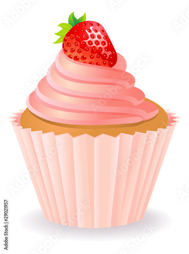 Cake with a strawberry