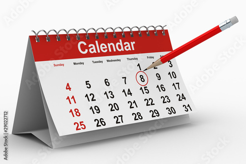 calendar on white backgroun...