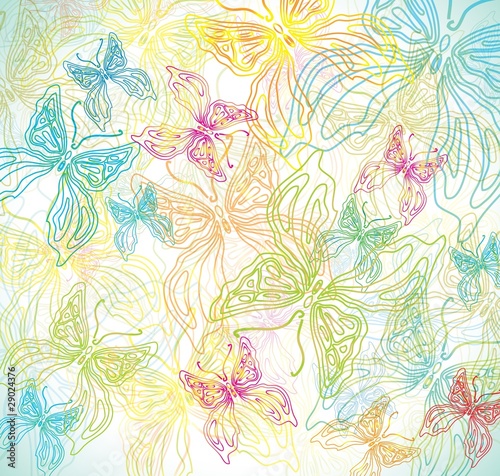 Abstract Background Vector with butterflies