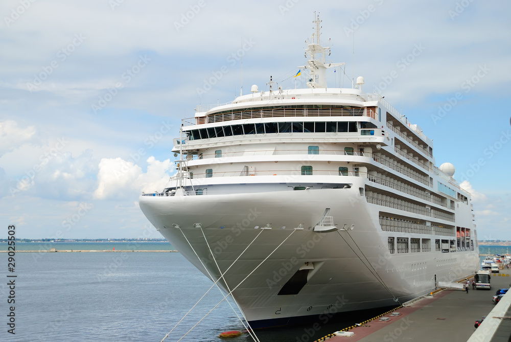 The passenger ship is moored in port