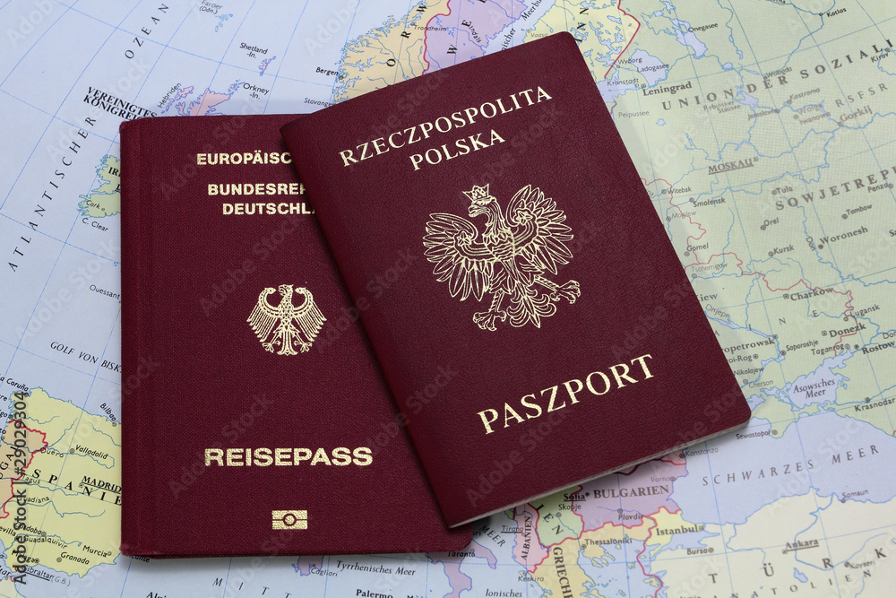 german and polish passport on the map german and polish passport on the map