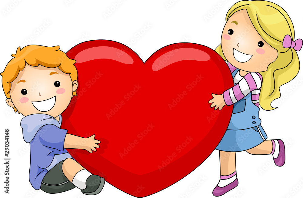 Kids Hugging a Giant Heart
