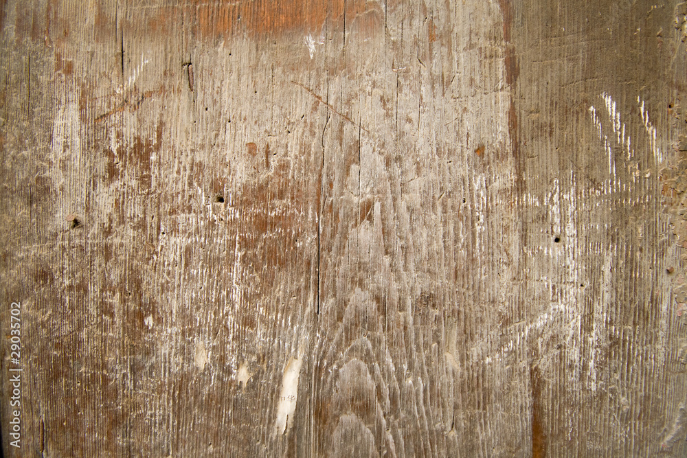 Close-Up Of Wooden Board Weathered Wood Grain Paint Background
