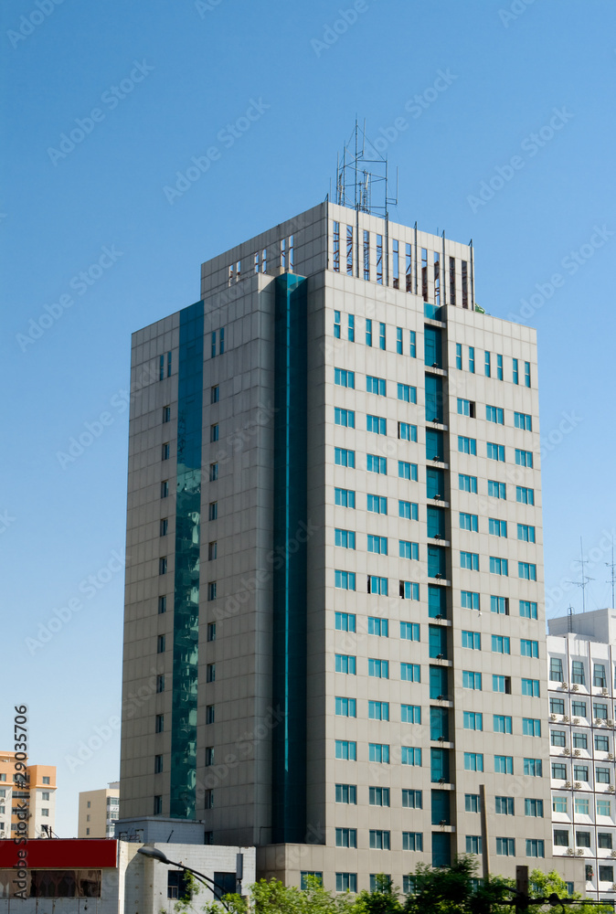 Modern Office Building Against Blue Sky, Beijing, China
