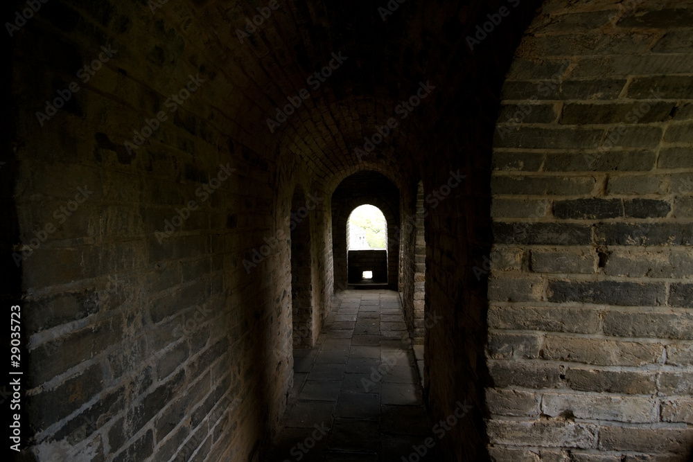 Fototapeta premium Inside a Guardhouse on the Great Wall, Near Beijing, China