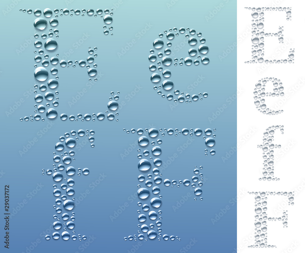 Set of letters in the form of drops Set of letters in the form of drops