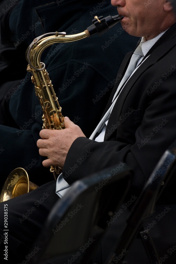 Fototapeta premium Musiker mit Saxophon
