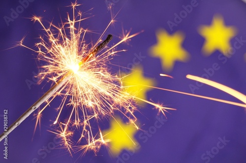 eu flag and sparkler