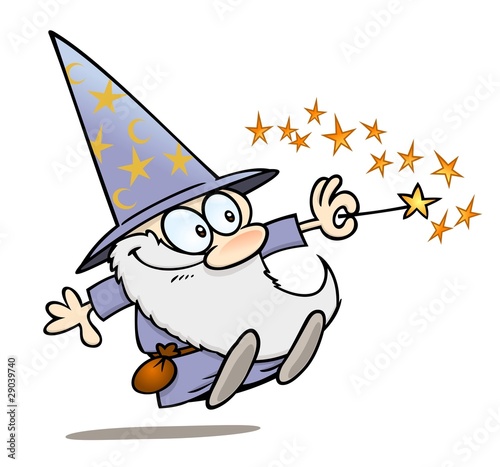 Wizard waving his magic wand